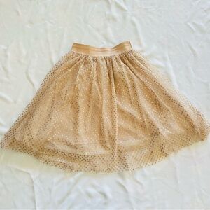 NWT Champagne and Gold Polka Dot Sheer Hem Flare Skirt 3 Layers Princess Cut